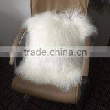 Charming Style Snow White Mongolian Sheep Fur Pillow Case Real Animal Fur Tassel Cushion thumbnail-2