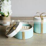 European style New design blue color bow leather cylinder jewelry box