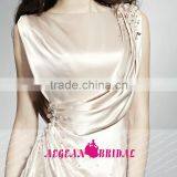 HT32 Hot Sale Elegant High Neck Cap Sleeve 2015 Prom Dresses Floor Length Beaded Applique Satin Vestido De Formatura Longo thumbnail-5