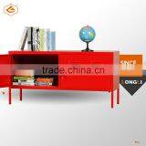 Korean Modern Red Lateral Metal Bedside Strorage Cabinet With Shelves thumbnail-1