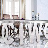 Special Design 304 Stainless Steel Dining Room Table With Glass Top, Metal Table And Chair thumbnail-2