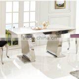 TH362 Hot Sale White Marble Top 6 Seater Dining Table thumbnail-2