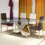 New Metal Base Tempered Glass Dining Table Modern Design thumbnail-2