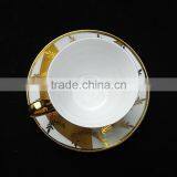 Fine China Electric Porcelain Tea Cup and Saucer Set Golden Printing Cup and Saucer Cheap thumbnail-4