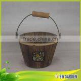 French Style Decorative Big Elegant Delicate Round Rustic Wood Flower Pot thumbnail-2