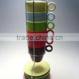 Porcelain Espresso Cup & Saucer With Metal Stand thumbnail-1