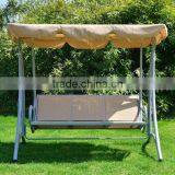 Customized 3 Seats Beige Teslin Hanging Chair Outdoor Swing Chair for Hot Sale thumbnail-1
