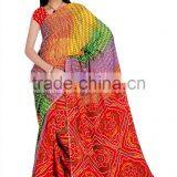 Bandhani Printed Designer Styles Saree With Blouse thumbnail-1