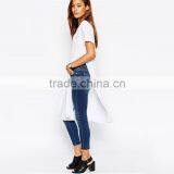 Girls Longline Plain White v Neck 100 Cotton White t Shirt thumbnail-4