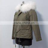 Myfur Customized Color and Size Baby Pink Raccoon Fur Hooded Ladies Parka thumbnail-5