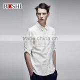2015 New Stylish England Style Tops For Solid White Linen Leisure Shirt thumbnail-3