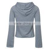 Spring Wear Grey Lightweight Raglan Sleeve Crop Pullover Hoodie for Girls thumbnail-2