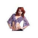 Wrap Design Easy Wear Flared Sleeve Belly Dancing Tops Costumes With Leopard Print
