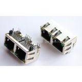 RJ45 1x2 with led connector 8p8c sheild pcb jack
