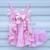 2016 Wholesale Girls Clothes Sleeveless Bow Romper Baby Girls Red Cotton Outfits thumbnail-5