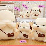 Factory Custom White Plush Dog Toy Wearing Small Bag thumbnail-4
