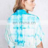 Batwing Short Sleeve Silk Tie Dye Print Kimono, High Quality Ladies Kimono thumbnail-2