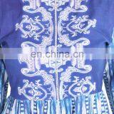 Designer Long Dress Cotton Flared Front Open Slit Boat Neck Blue Color 3/4 Sleeve For Women Manufacturer of Kurti India thumbnail-5