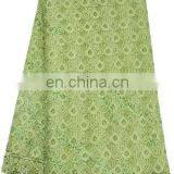 Latest design lemon green chemical lace embroidery fabric