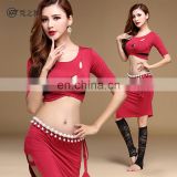 T-5134 Hot sexy lady bellydance costumes top and skirt set