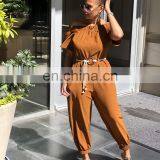LAITE J2032 Autumn Women Solid Color Jumpsuit Ladies Off-shoulder Playsuit Jumpsuit for Women With Belt thumbnail-4