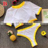 Knot Crop Top Bikini 2019 Leopard Swimwear Women Bathers Yellow Brazilian Swimsuit Female T-shirt Thong Bikini Sexy Swimming New thumbnail-3