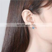 High Quality Fashion 925 Sterling Silver Jewelry Earrings Luxury Blue Crystal Ocean Heart Earrings for Women thumbnail-4