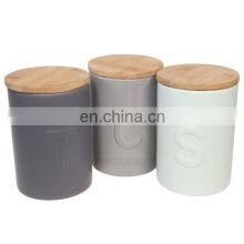 Matte Black Wooden Lid Canister Sets