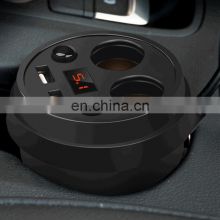 Car Charger Cup Holder Dual Cigarette Lighter Sockets Power Adapter with Dual USB Ports LED Black car accessories