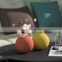 Morandi Matt Color Nordic Round Design Model Home Room Flowers Decorative Ornament Ceramic Vase thumbnail-2