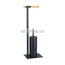 Bathroom Standing Toilet Brush and Paper Holder With Bamboo thumbnail-1