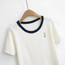 European and American 2025 Spring New Women's Retro Round Neck Undercover Loose Top Girl Design Sense Short Sleeve T-shirt thumbnail-3