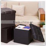 Square pu leather foldable colorful storage ottoman