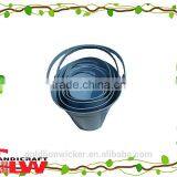 New Products, Set of 5 Iron Bucket With Handle ,storage Buckets,color: Blue thumbnail-1