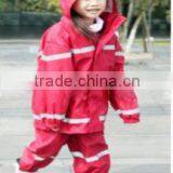 Red Fashion Children PU Raincoats With Reflective Strips thumbnail-1