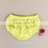 Wholesale Cute Baby Girls Summer Satin Yellow Bloomers with Ruffles Baby Underwear
