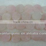 Natural Gemstone Round Coin:16 Inch 25mm Rose Quartz Round Coin thumbnail-1