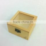 unfinished wooden treasure chest storage box with metal lock glass lid pine