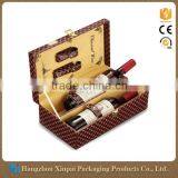 Wholesale Custom Logo Printed 2 Bottle Leather Wine Packaging Box