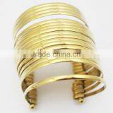 India Large Punk Hip Hop Multi Strings18k Gold Plating Wide Cuff Bangle Opened thumbnail-4