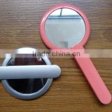 Plastic made promotional round shape Makeup Mirror with handle