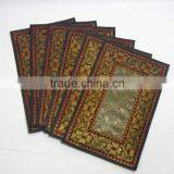 Indian Silk Table Runner With 6 Place Mats & 6 Coaster in Green Color Size 16*62 thumbnail-2