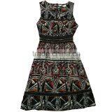 New Promotion Latest Dress Designs Black Sleeveless Printed Slim Button Belt Decoration Lady Fashion Dress thumbnail-4