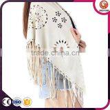 Suede Shawl Wrap Floral Hollow Perforated Fake Suede Shawl Poncho thumbnail-3