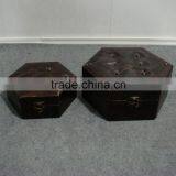 Creative Home Decoration Retro Hexagonal Leather British Style Sortage Box thumbnail-1