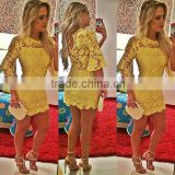 (MY2886) MARRY YOU Half Sleeve Lace Yellow Colour Cocktail Party Dress