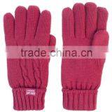 Fashion Unisex Wholesale Custom Knit Cable Fleece Lined Glove