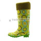 Green Circle Style Fashion Lady Rubber Rain Boots