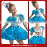 Fl115 Satin Tulle Feather Mini A-Line Sequins Ruched Layered Flower Girl Dress