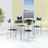2016 New Fashionable Metal Legs Glass Frame Dining Table 4 Chairs Sets